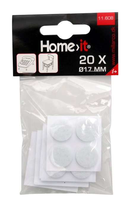 Møbelknotter selvklebende Ø17 mm hvit - 20 stk.